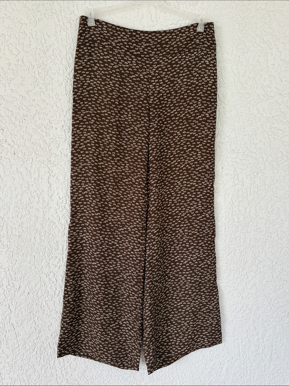 LOFT Brown Printed Wide-Leg Pants lightweight size 8
